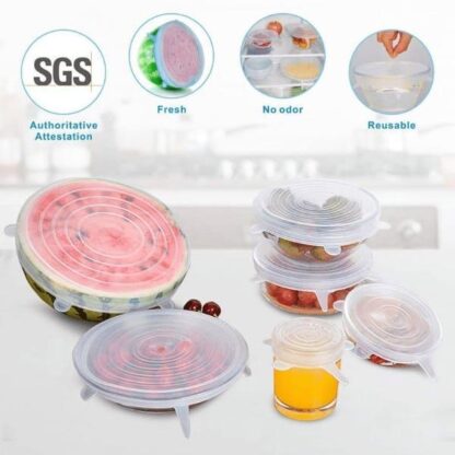 Reusable Silicone Food Covers Set of 6 Blue