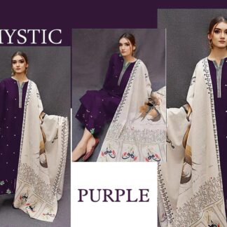Embroidered Lawn Suit Purple for Women Wedding Party