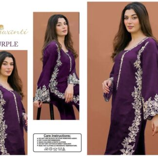 Women Embroidered Lawn Suit Purple 2-Piece Wedding Party