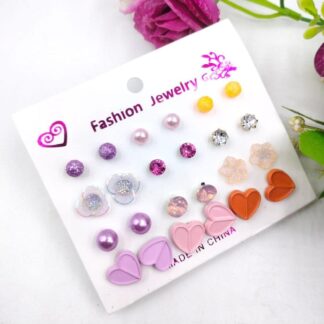 Fashion Jewelry Artificial Stones Ear Studs Pack of 12