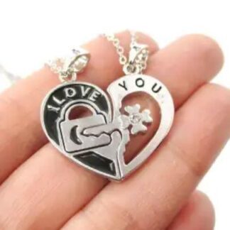 Heart Pendant Set I Love You Silver Alloy Adjustable