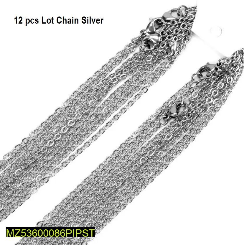 Premium Silver Chains Pack of 12 Stainless Steel - Image 2