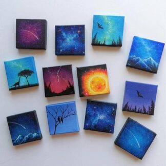 6 Pcs Mini Canvas Painting Set 2x2 Inches White