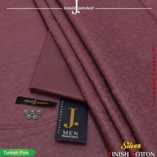 Turkish Pink Cotton Suit Fabric with Silver Finish