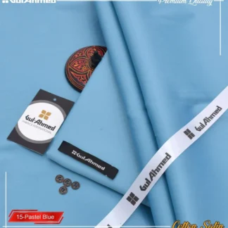 Gul Ahmed Premium Quality Cotton Satin Suit 15-Pastel Blue