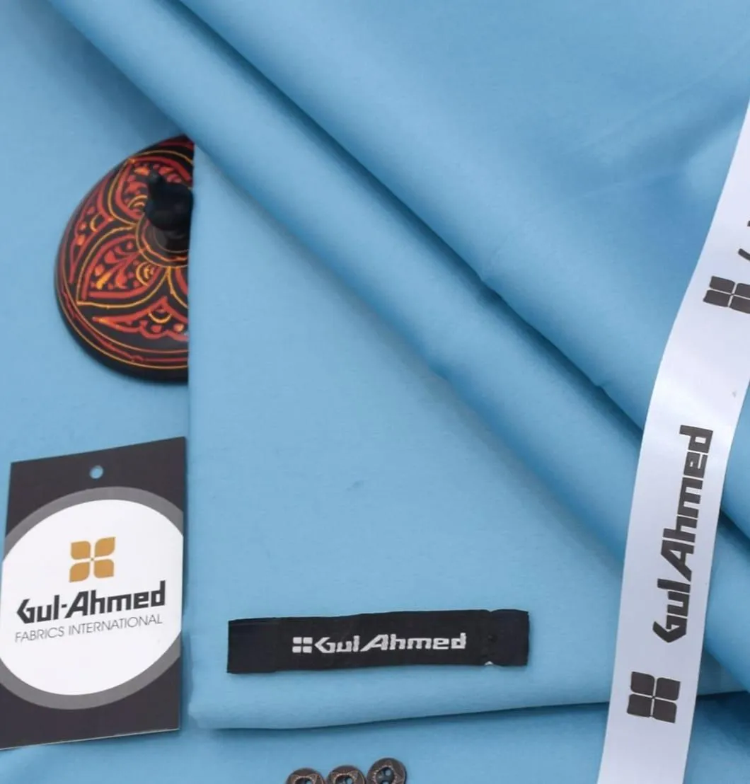 Gul Ahmed Premium Quality Cotton Satin Suit 15-Pastel Blue - Image 2
