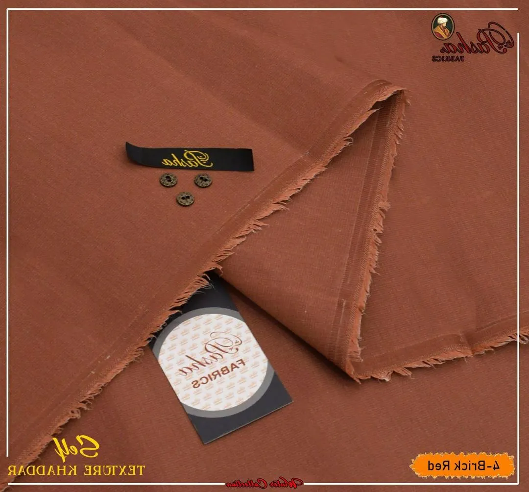 Self Textured Khaddar Suit Brick Red Winter - Image 2