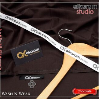 Premium Unstitched Suit Chocolate Brown Wash & Wear Pakistan