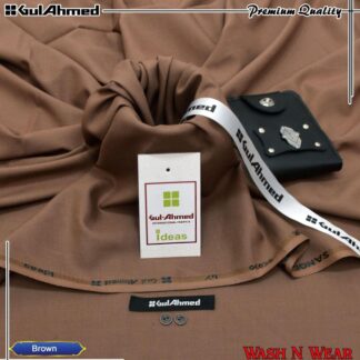 Gul Ahmed Men's Wash & Wear Suit Brown