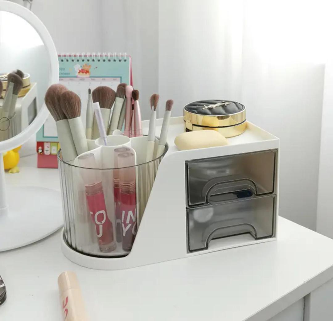 Rotating Makeup Organizer with Transparent Drawers - Image 3