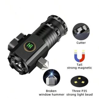 Compact Aluminum Flashlight with Cutter & Magnetic Tail