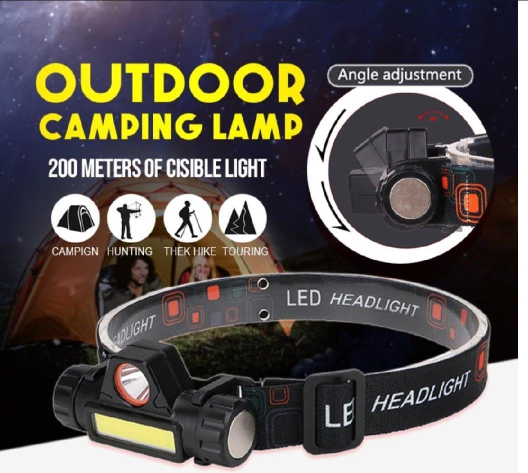 Rechargeable LED Headlight Black ABS Camping Hiking Portable