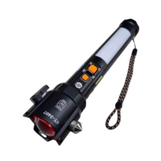 Rechargeable LED Torch Light Black Aluminum 27.5cm