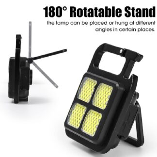 Rechargeable Flashlight Black ABS 180° Stand Portable Camping Gear