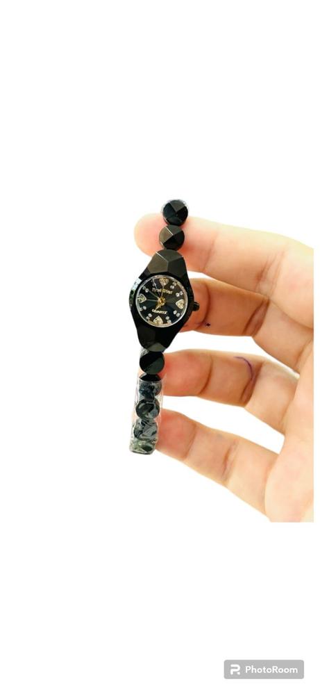 Women's Black Chain Strap Watch with Sparkles - Image 6