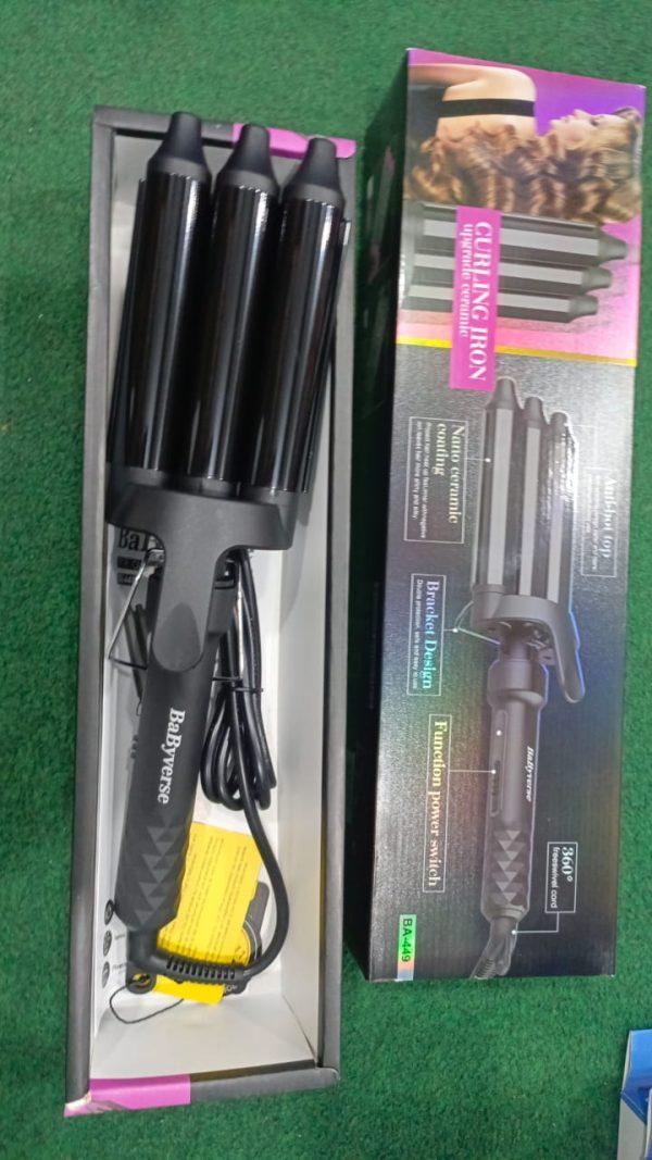 3-Barrel Thermal Hair Crimper Black Corded 25mm - Image 2