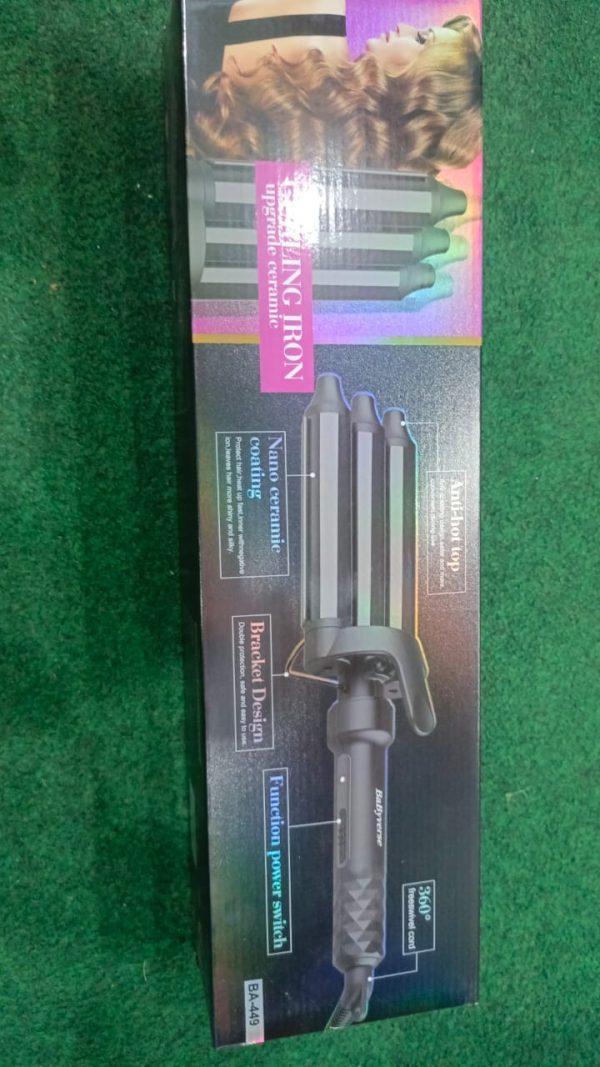 3-Barrel Thermal Hair Crimper Black Corded 25mm - Image 3