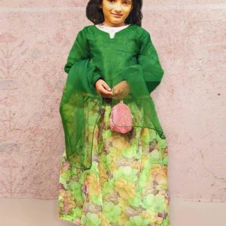 Green Floral Lehenga Set for Girls 1-10 Years