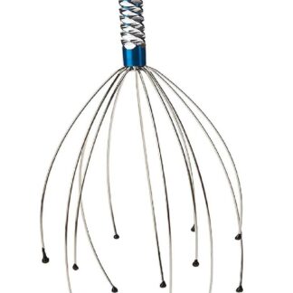 Stylish Scalp Massager Blue Wood Metal Bristles