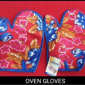 Heat Resistant Floral Oven Mitts Cotton Blue Pink