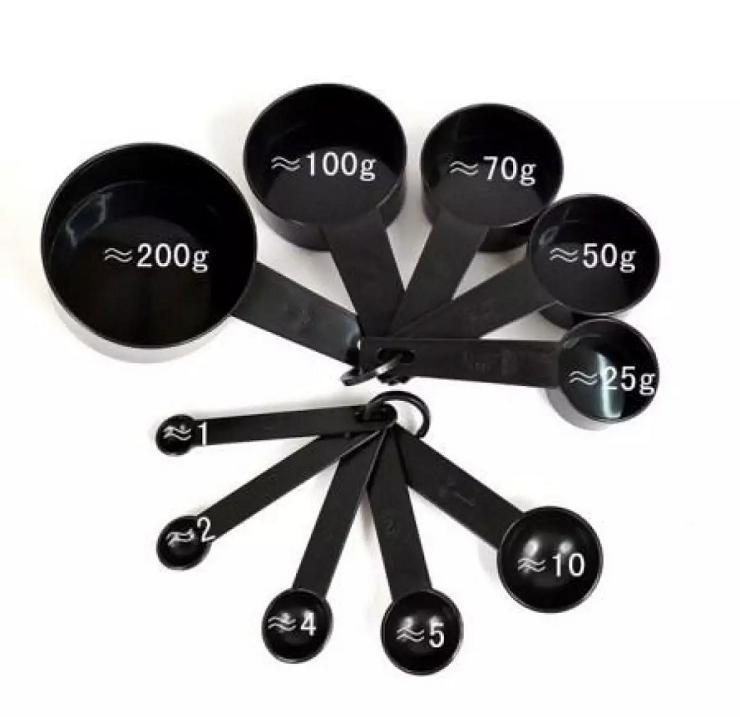 Measuring Cups & Spoons Pack of 10 Black Plastic - Image 2