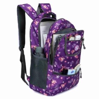 Purple Floral Print Backpack for Students & Professionals