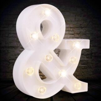 LED Ampersand Light White Battery Operated Decor