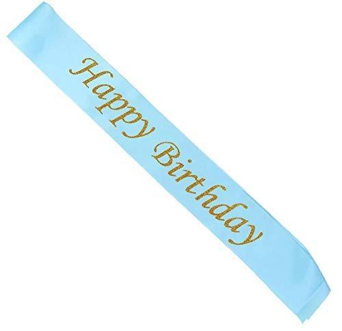 Sky Blue Birthday Sash with Gold Lettering - Image 2