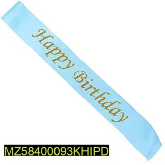 Sky Blue Birthday Sash with Gold Lettering