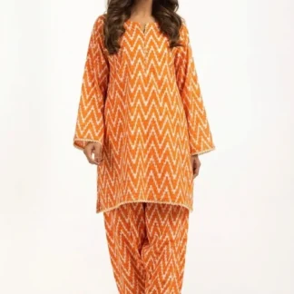 Women Orange Printed 2-Piece Suit Bakra Eid