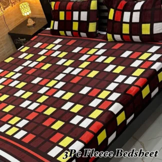 Fleece Bedsheet Set Brown Yellow White Double Bed