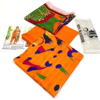 3-Piece Digital Print Lawn Suit for Women Orange