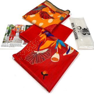 3-Piece Red Digital Print Lawn Suit for Women