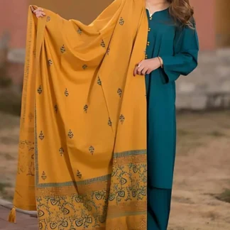 Blue Dhanak 3-Piece Unstitched Suit with Pashmina Dupatta