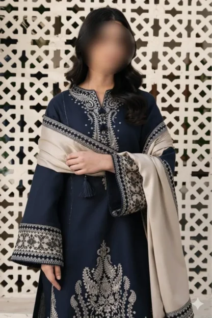Eid 3-Piece Lawn Suit Silver