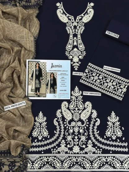 Eid 3-Piece Lawn Suit Silver