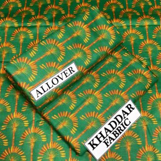 Khaddar Fabric Green Orange Palm Tree Unstitched Suit