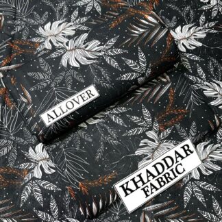 Khaddar Suit Black Leaf Print Women Casual Evening Party Wear