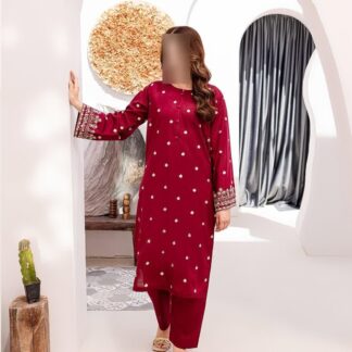 Women Embroidered Lawn Suit Maroon Bakra Eid
