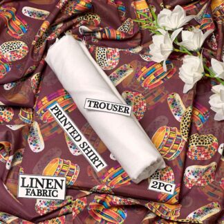 Women Linen Printed Suit Set 2.5m Cut