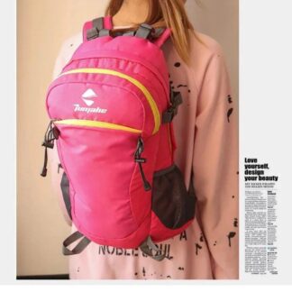 Pink Nylon Backpack 18" with Yellow Trim for Daily Commutes