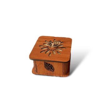 Wooden Jewelry Box with Flower & Leaf Design