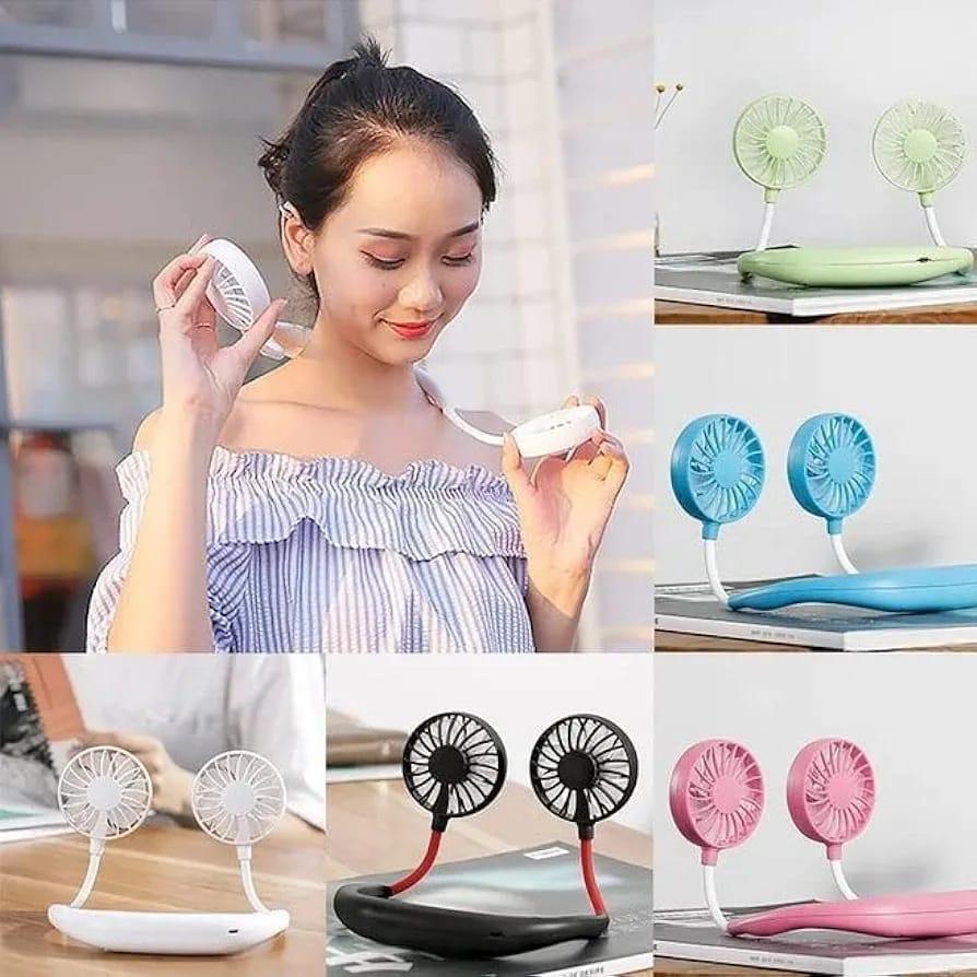 White Neck Fan with Adjustable Angle & USB Charge - Image 5