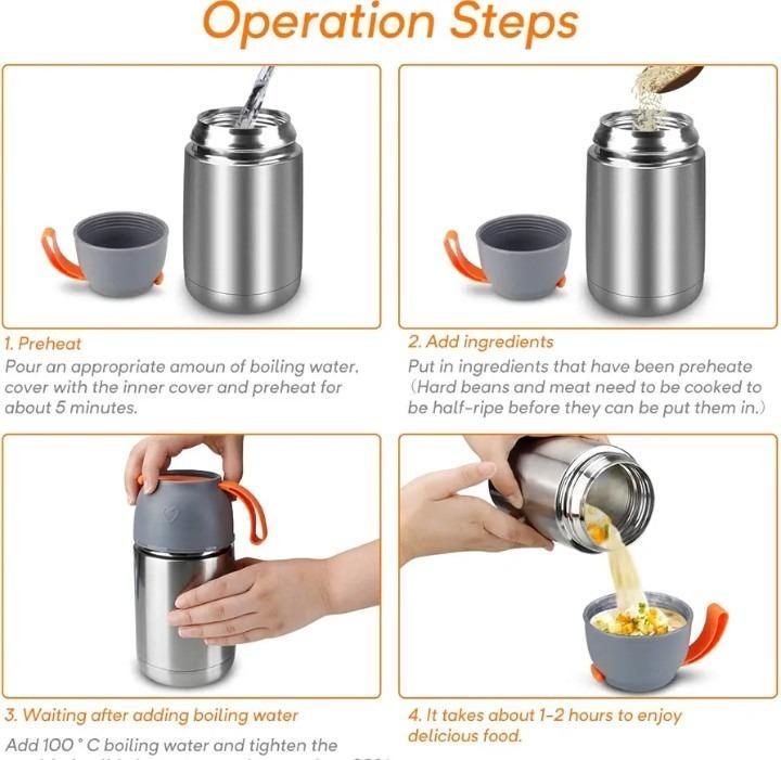 Stainless Steel Vacuum Food Jar 600ml Gray - Image 2