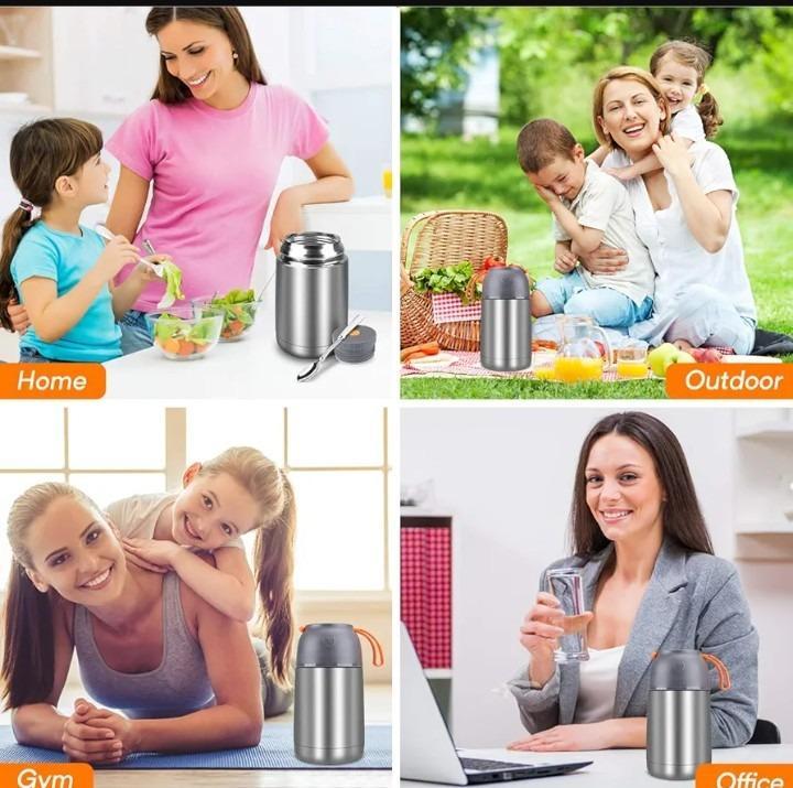 Stainless Steel Vacuum Food Jar 600ml Gray - Image 3