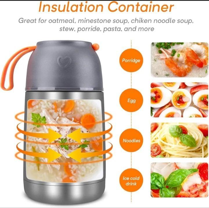 Stainless Steel Vacuum Food Jar 600ml Gray - Image 5