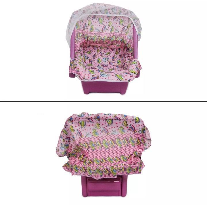 Pink Baby Carry Cot with Mosquito Net & Storage - Image 2