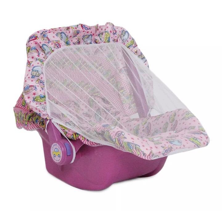 Pink Baby Carry Cot with Mosquito Net & Storage - Image 3