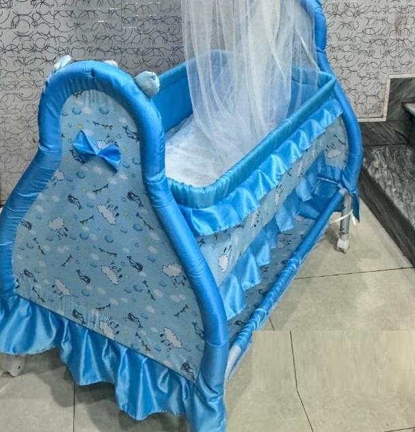 Blue Baby Swing With Mosquito Net for Safe Sleep