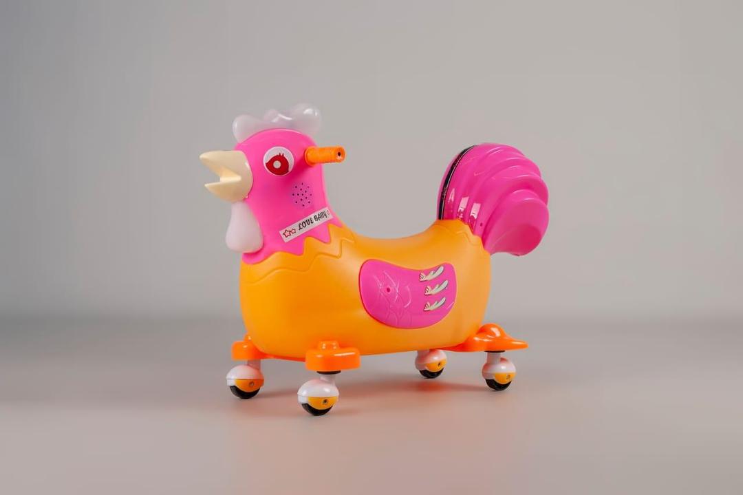Green Orange Riding Chicken Toy with Music & Lights - Image 2
